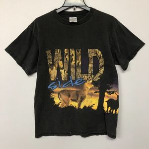 Vintage Tultex Preshrunk T-Shirt Men Size Large Wild Side Graphic Tee B188 -30C